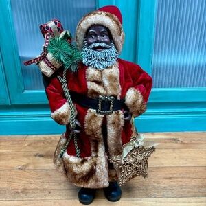 African American Santa Claus Signature Collection Red White Christmas 18”